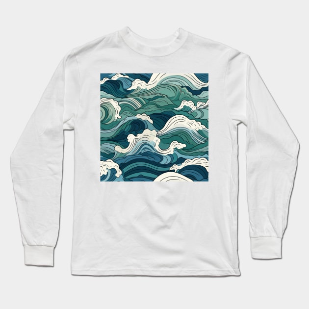 Ephemeral Crests: Hokusai Waves Reimagined Long Sleeve T-Shirt by star trek fanart and more